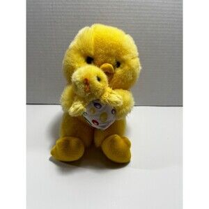 Avon Vintage Mama Easter Duck with Baby Chick in a Egg Plush Stuffed Animal 8’